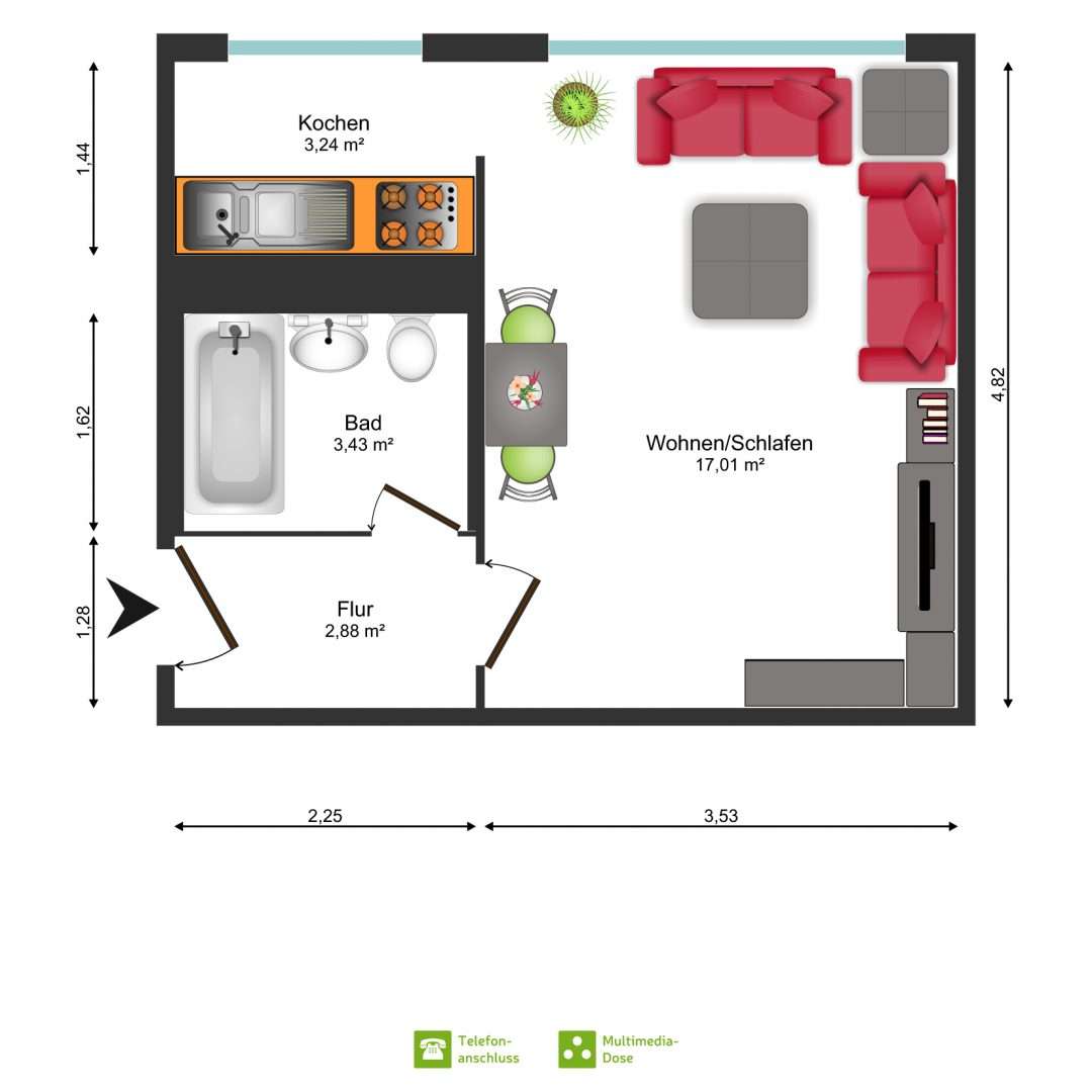 1-Raum-Wohnung im 3.OG - Photo 3