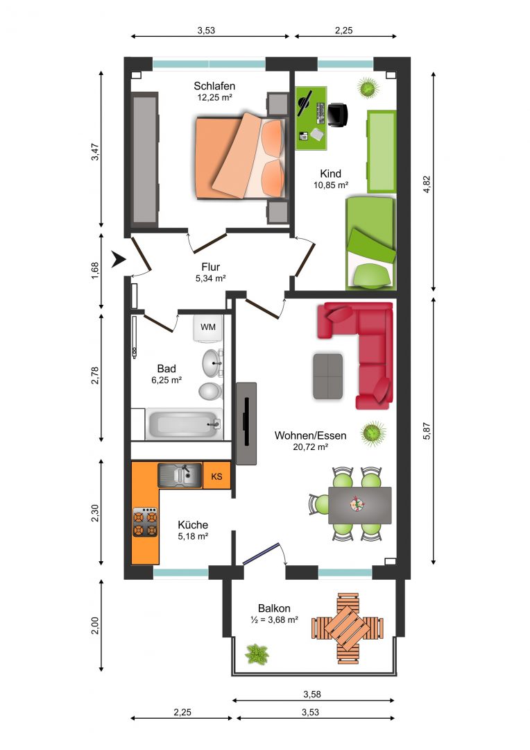 frisch sanierte 3-Raum-Wohnung – Vermietung nur mit Wohnberechtigungsschein pMW möglich - Photo 3